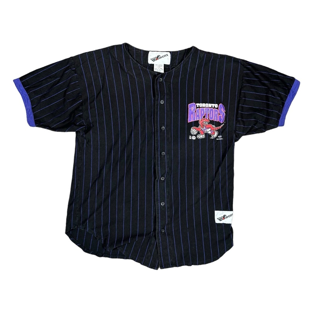 90s Toronto Raptors Black Pinstripe Baseball Jersey